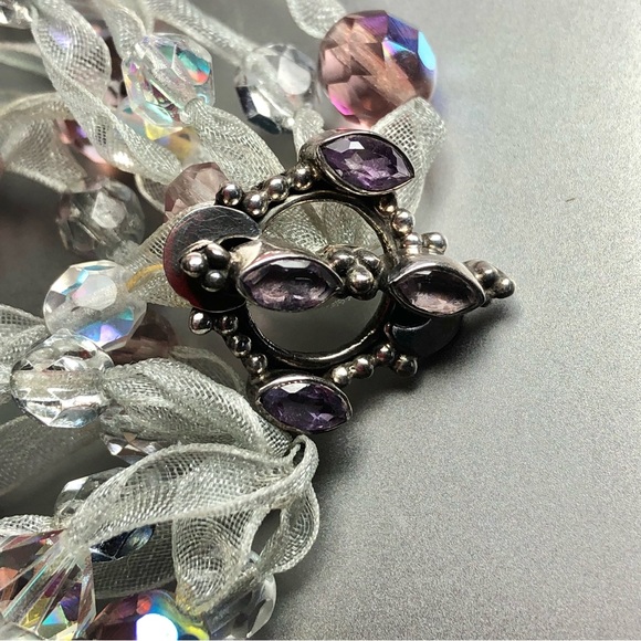 ✨Exquisite Handmade Sterling Silver and Amethyst Accented Bracelet - Picture 4 of 13